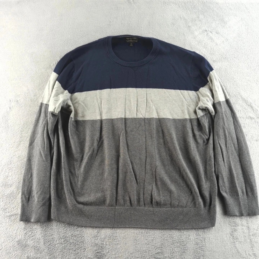 Banana Republic Premium Luxe Yarn Sweater Mens XL Blue Gray Pullover Cashmere